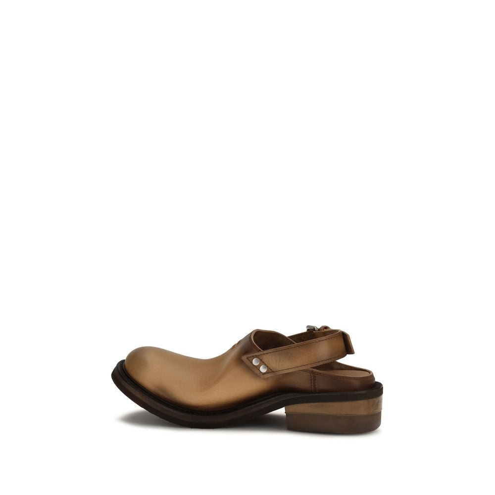 Miu Miu Brown Calf Leather Bos Taurus Mules
