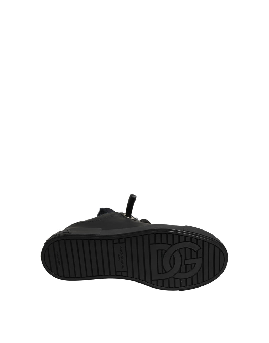 Dolce & Gabbana Black Leather Low Top Portofino Sneakers Shoes