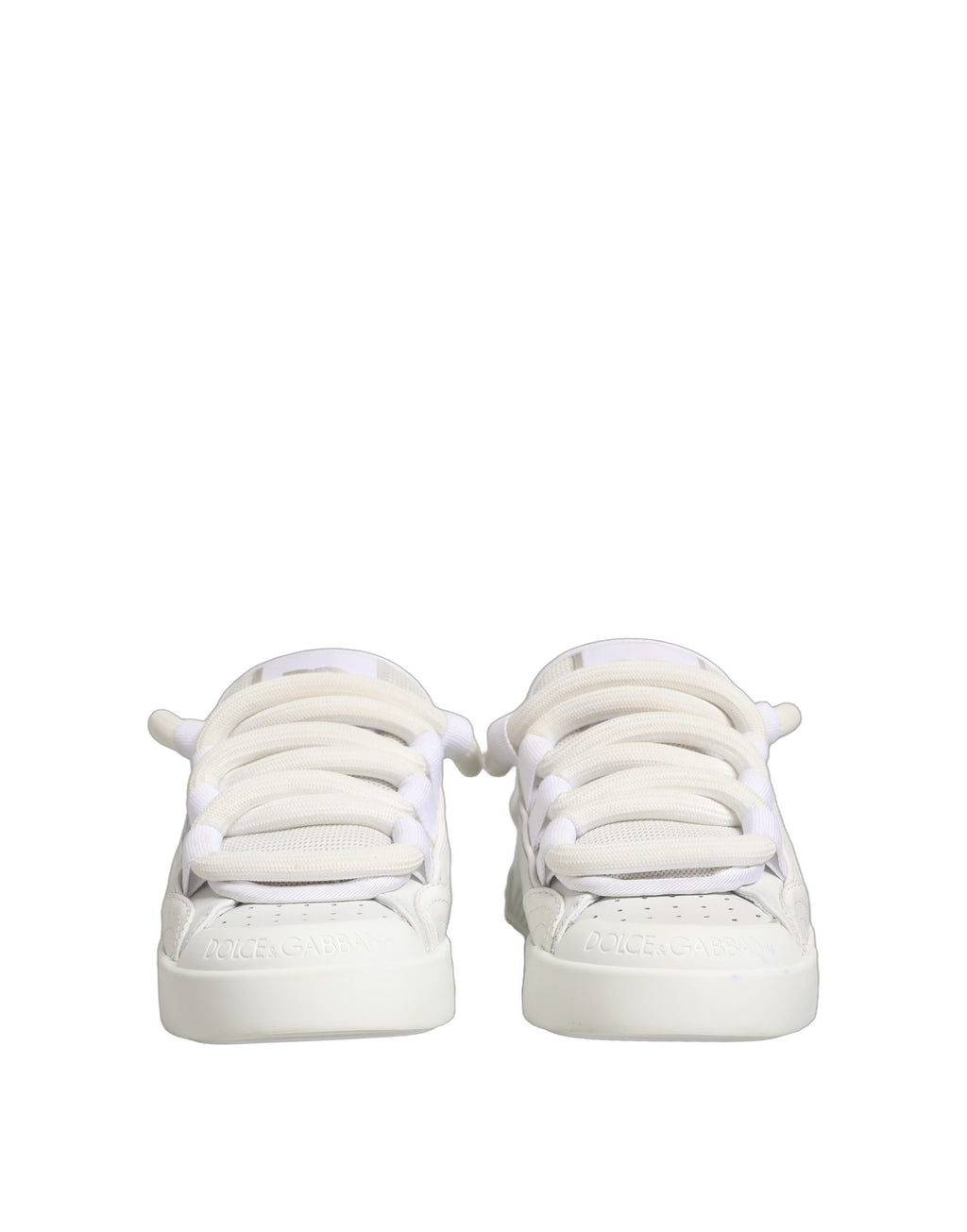 Dolce & Gabbana White Calfskin Leather Low Top Sneakers Shoes