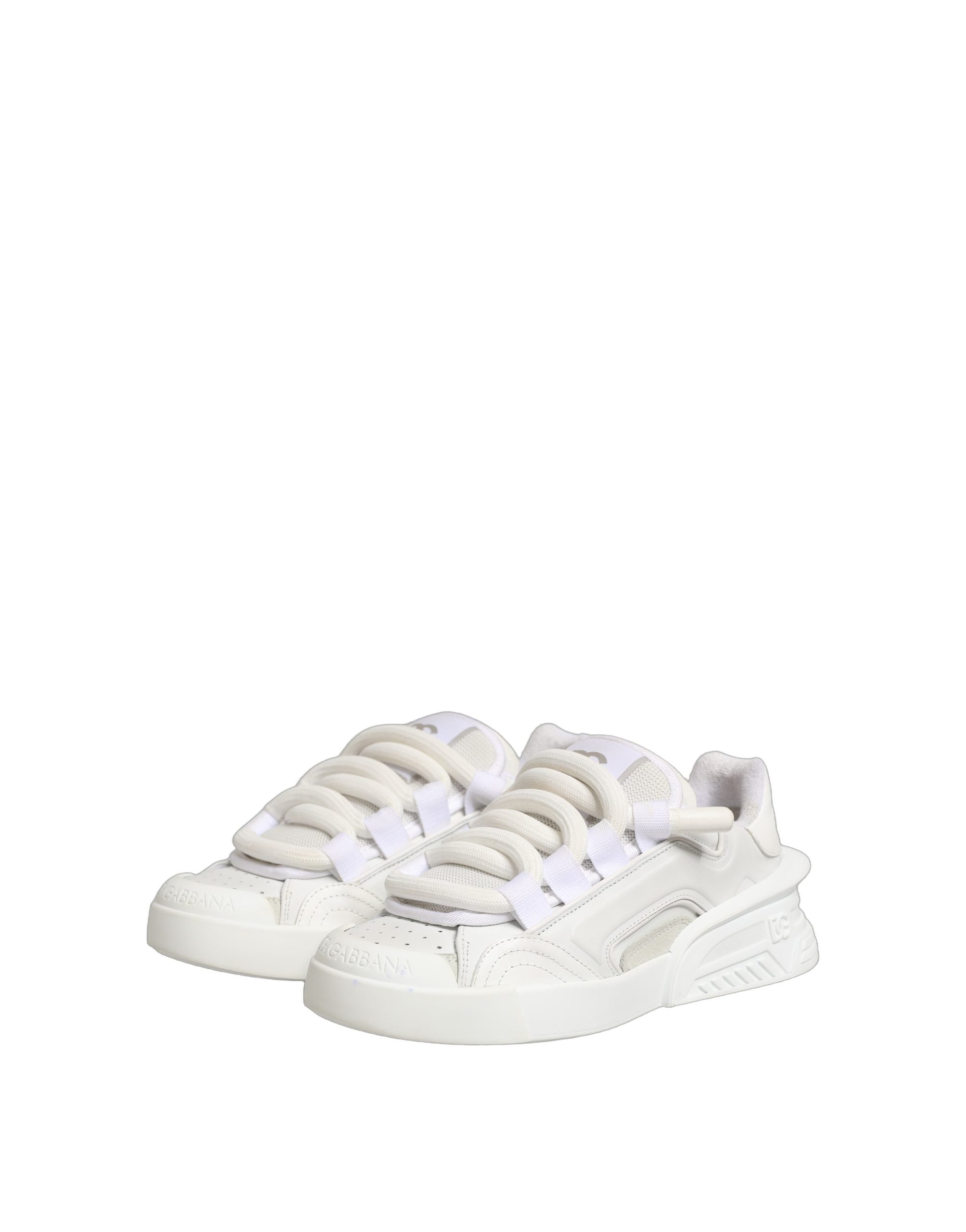 Dolce & Gabbana White Calfskin Leather Low Top Sneakers Shoes