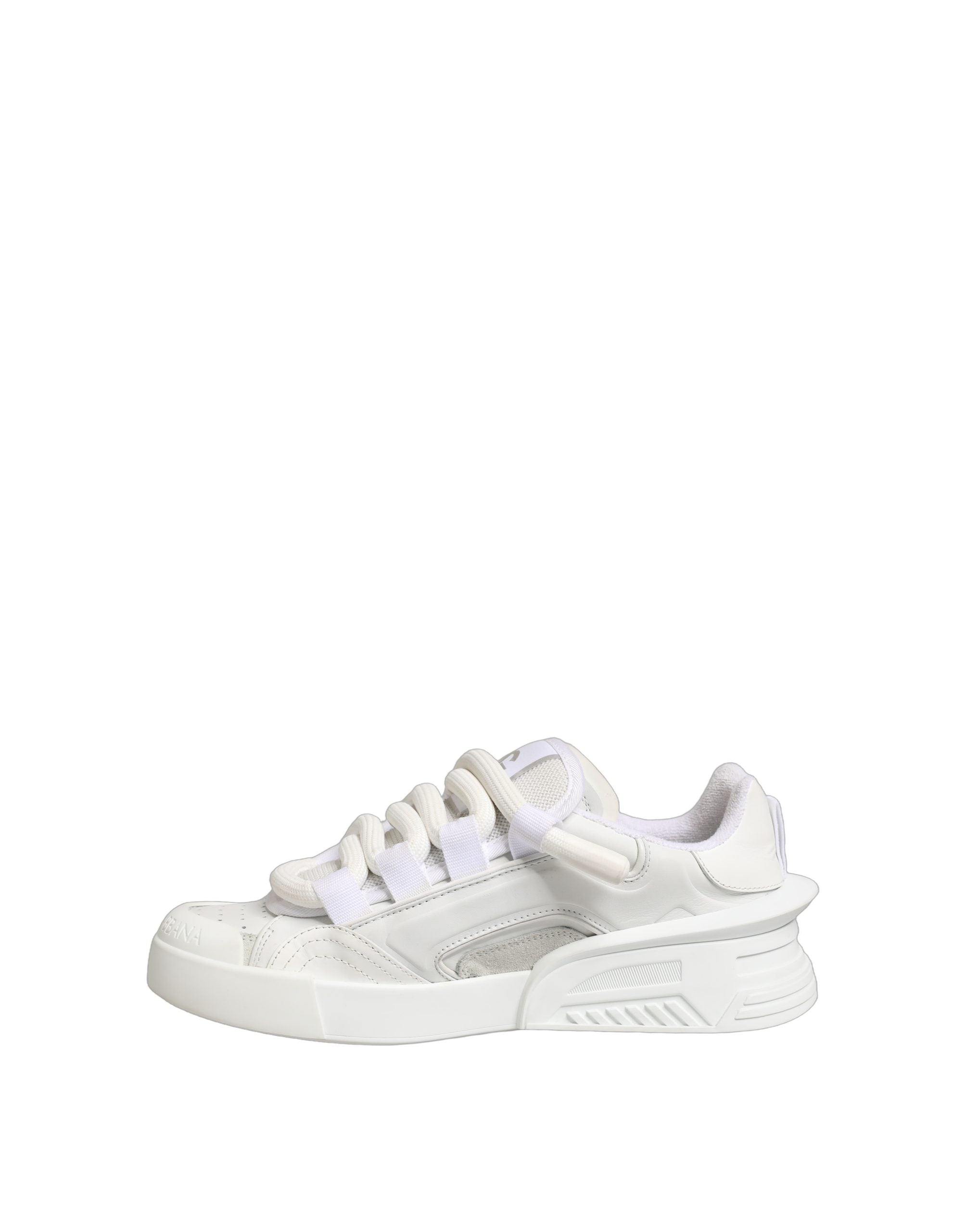 Dolce & Gabbana White Calfskin Leather Low Top Sneakers Shoes