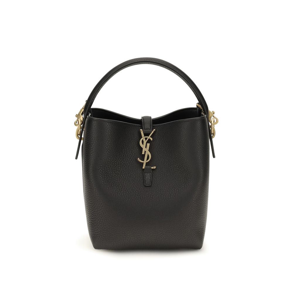 Saint Laurent Black Calf Leather Bos Taurus Backet Bag