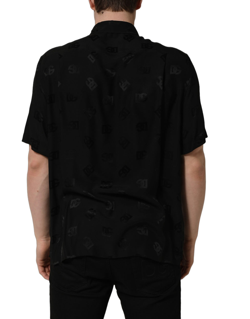 Dolce & Gabbana Black Logo Monogram Short Sleeves Men Shirt