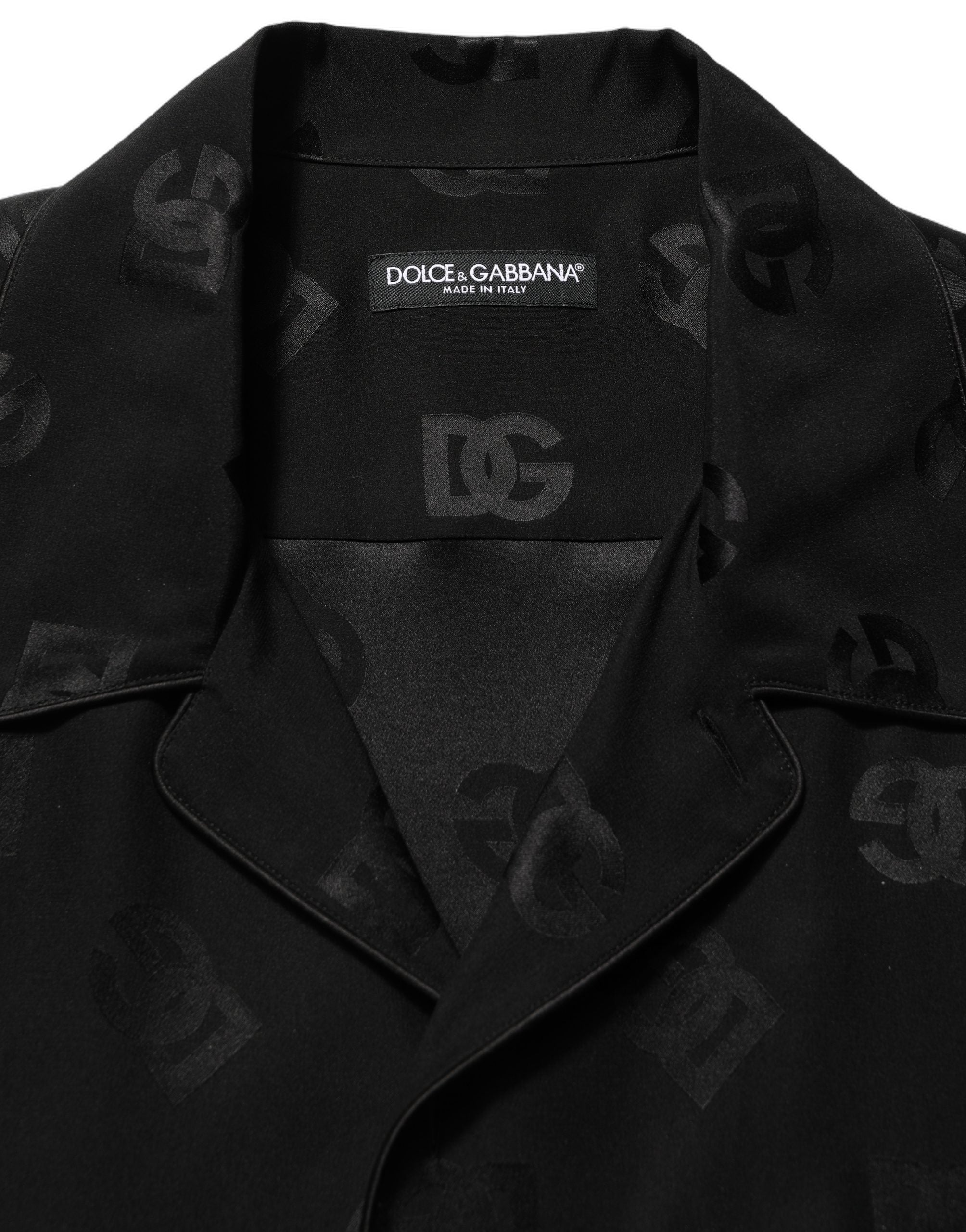 Dolce & Gabbana Black Logo Monogram Short Sleeves Men Shirt