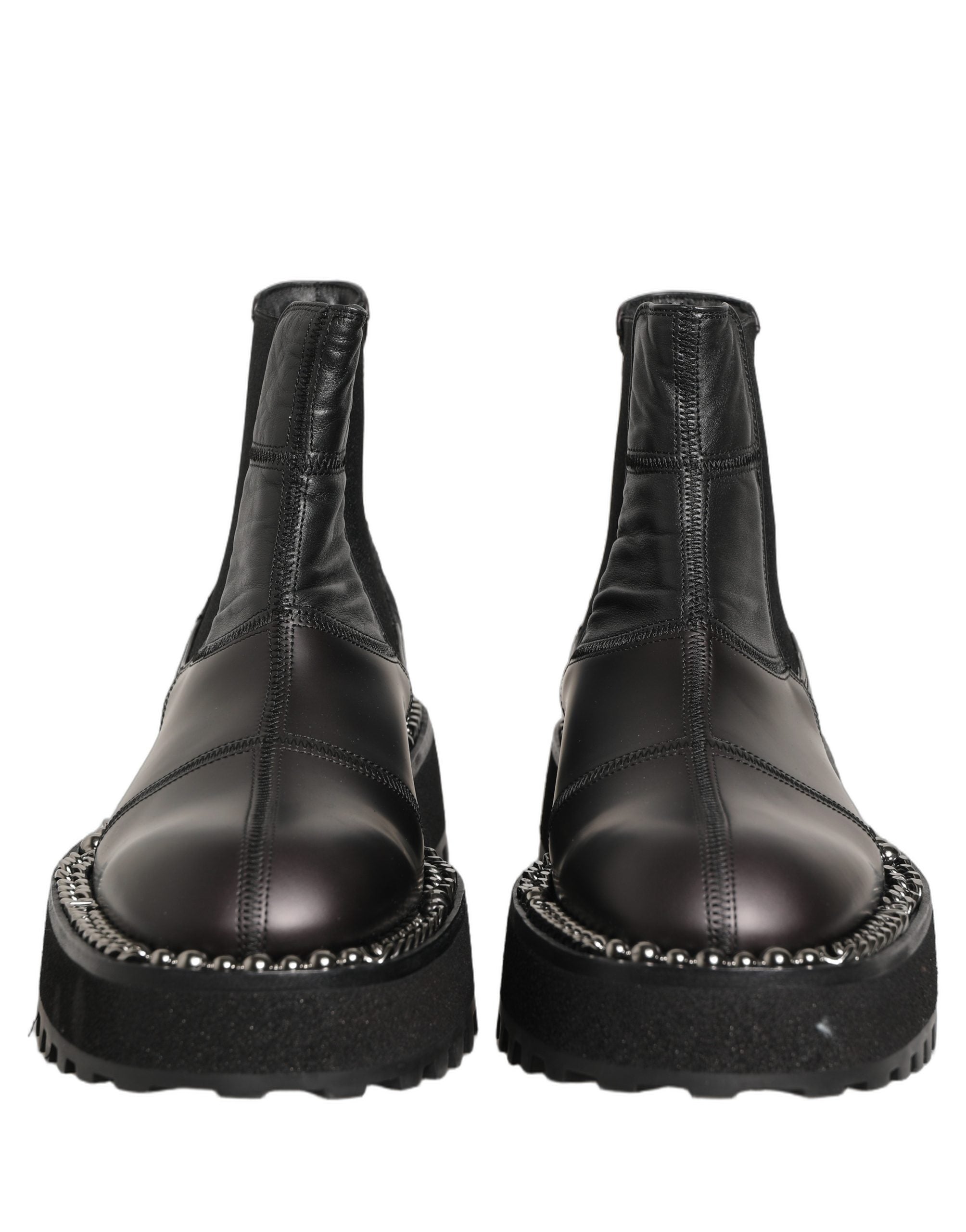 Dolce & Gabbana Black Chelsea Boots Leather Slip On Men Shoes