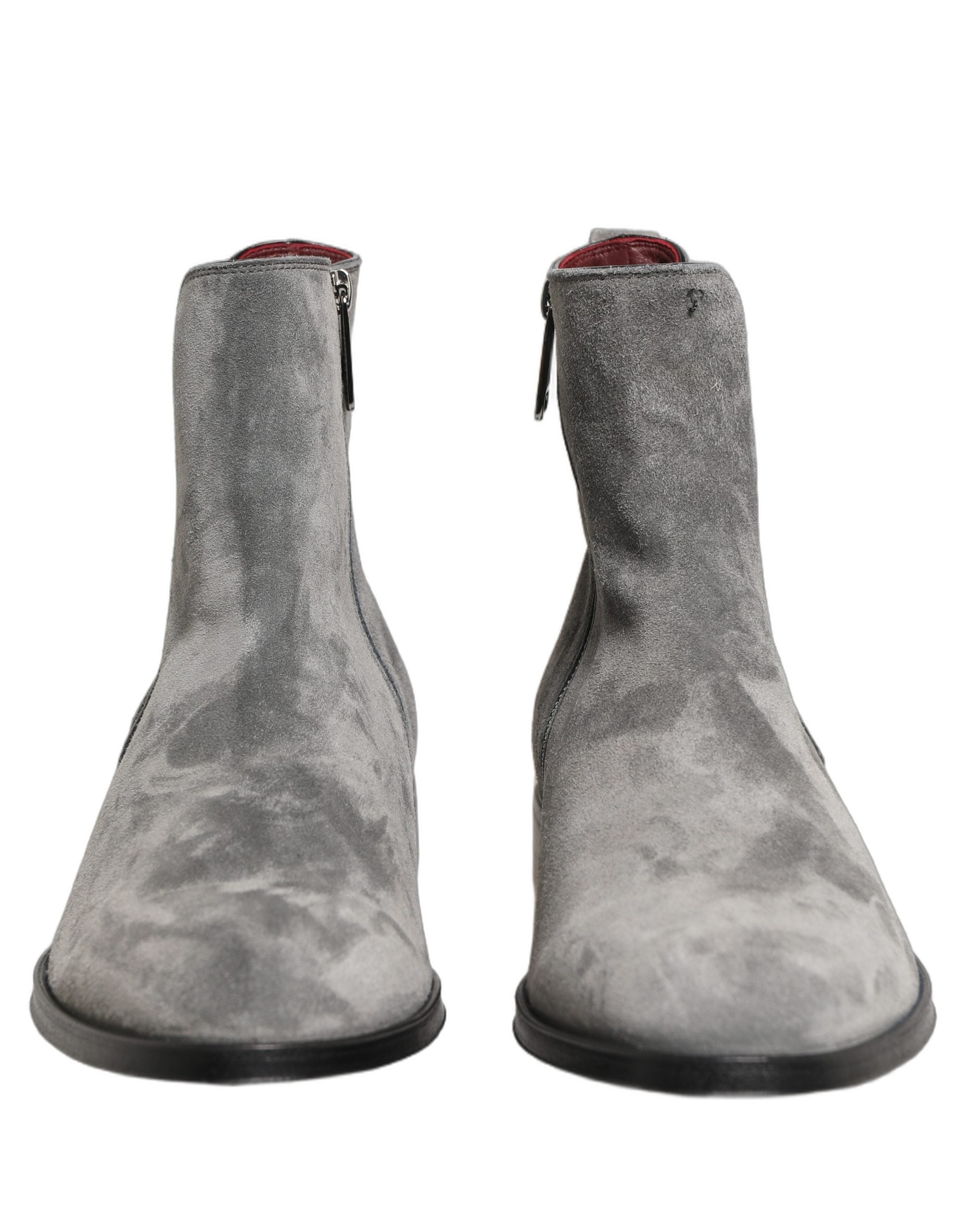 Dolce & Gabbana Gray Suede Leather Chelsea Boots Shoes