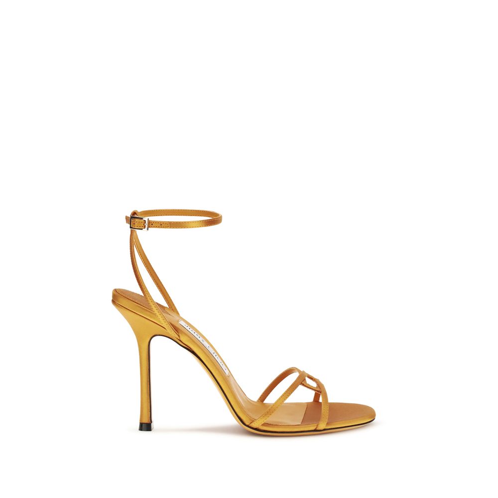 Jimmy Choo Orange Silk Stiletto Heel Sandals