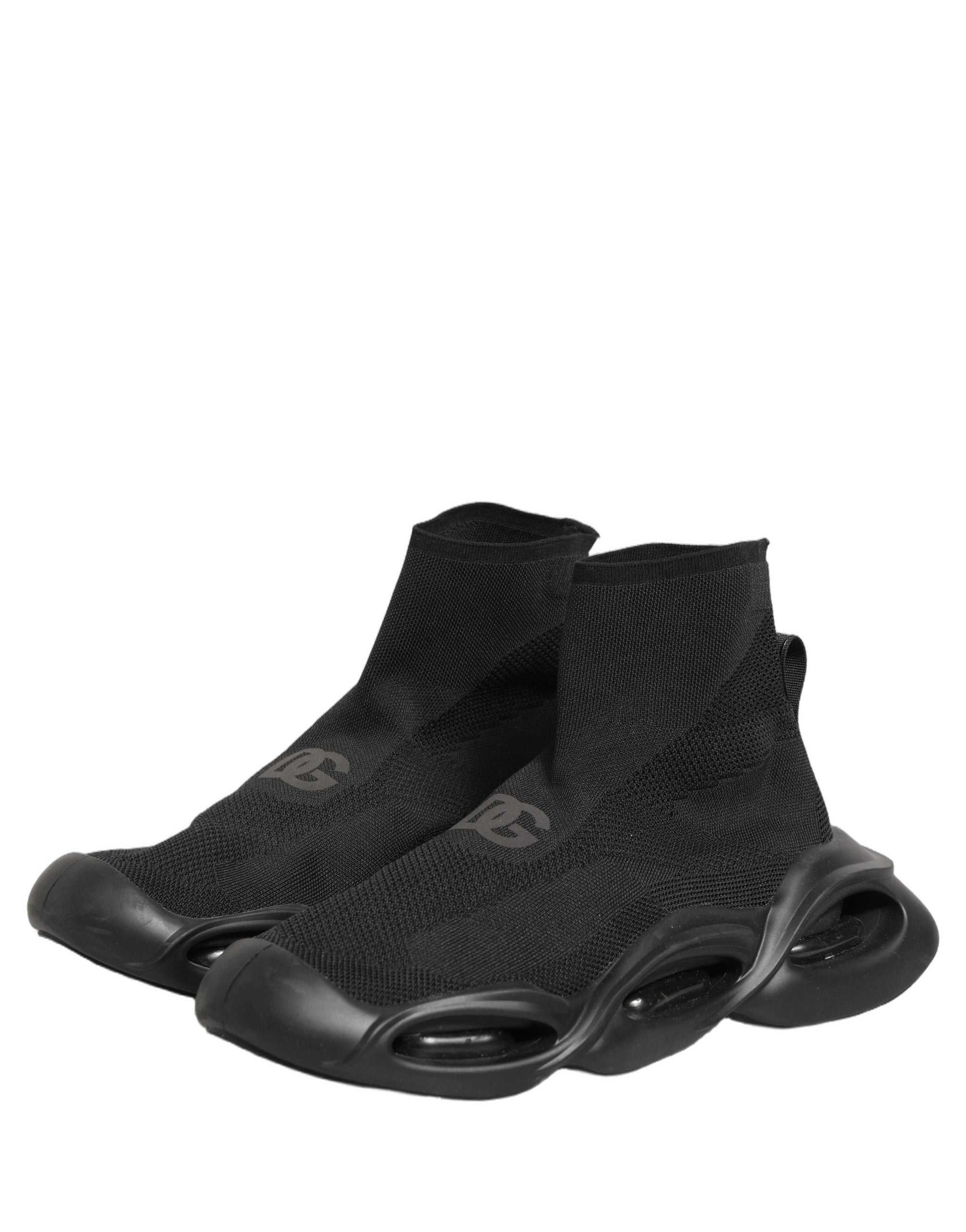 Dolce & Gabbana Black Slip On Wave Socks Men Sneakers Shoes