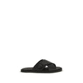 Fendi Black Calf Leather Bos Taurus Flat Sandals