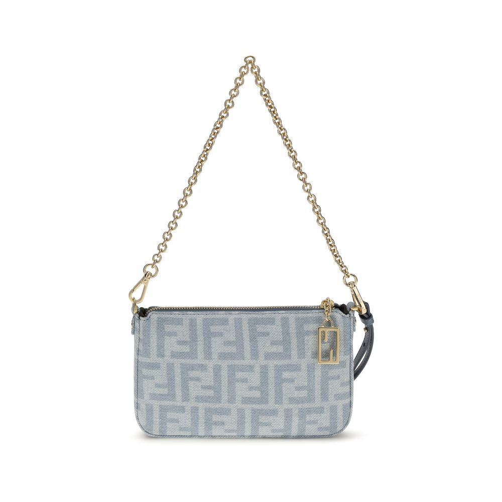 Fendi Blue Cotton Clutch Bag