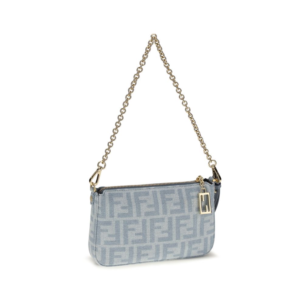 Fendi Blue Cotton Clutch Bag