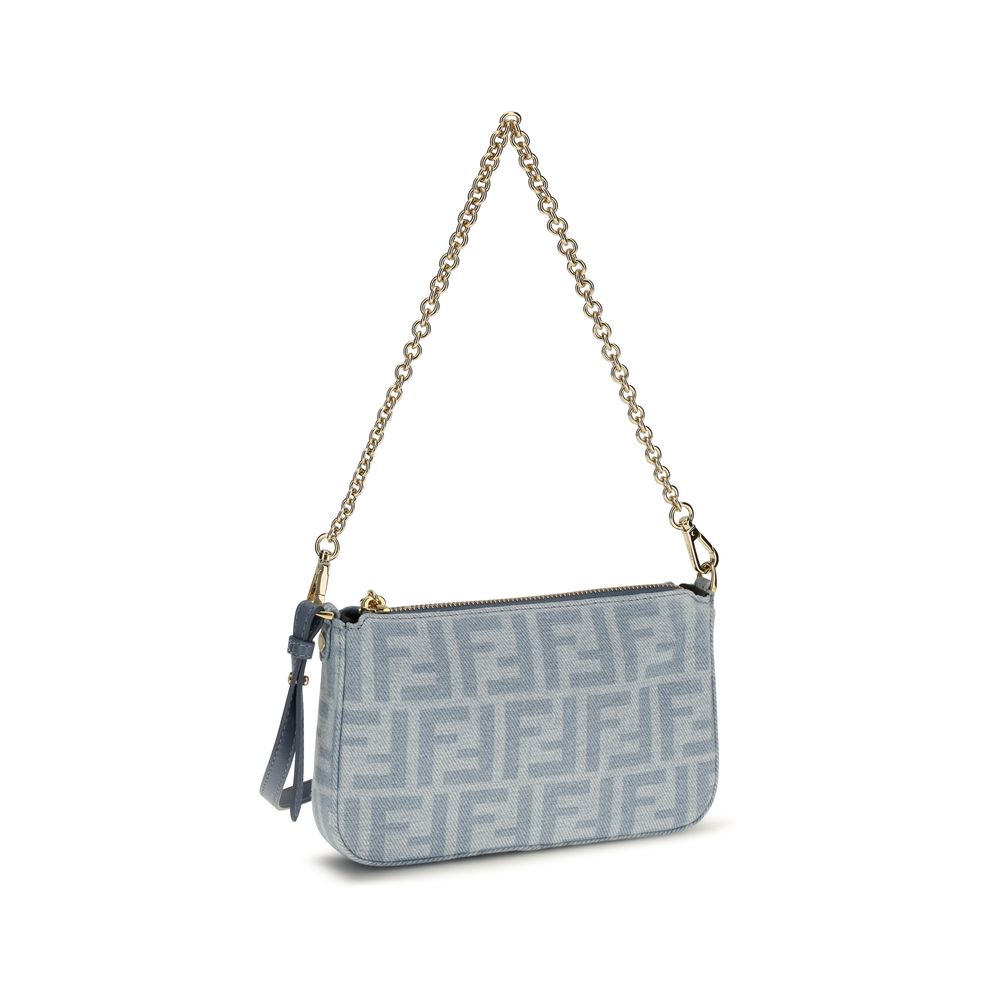 Fendi Blue Cotton Clutch Bag
