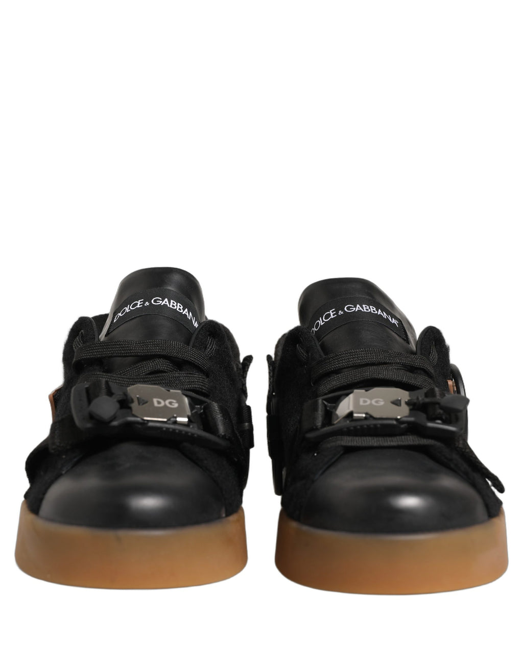 Dolce & Gabbana Black Leather Low Trainers Men Sneakers Shoes