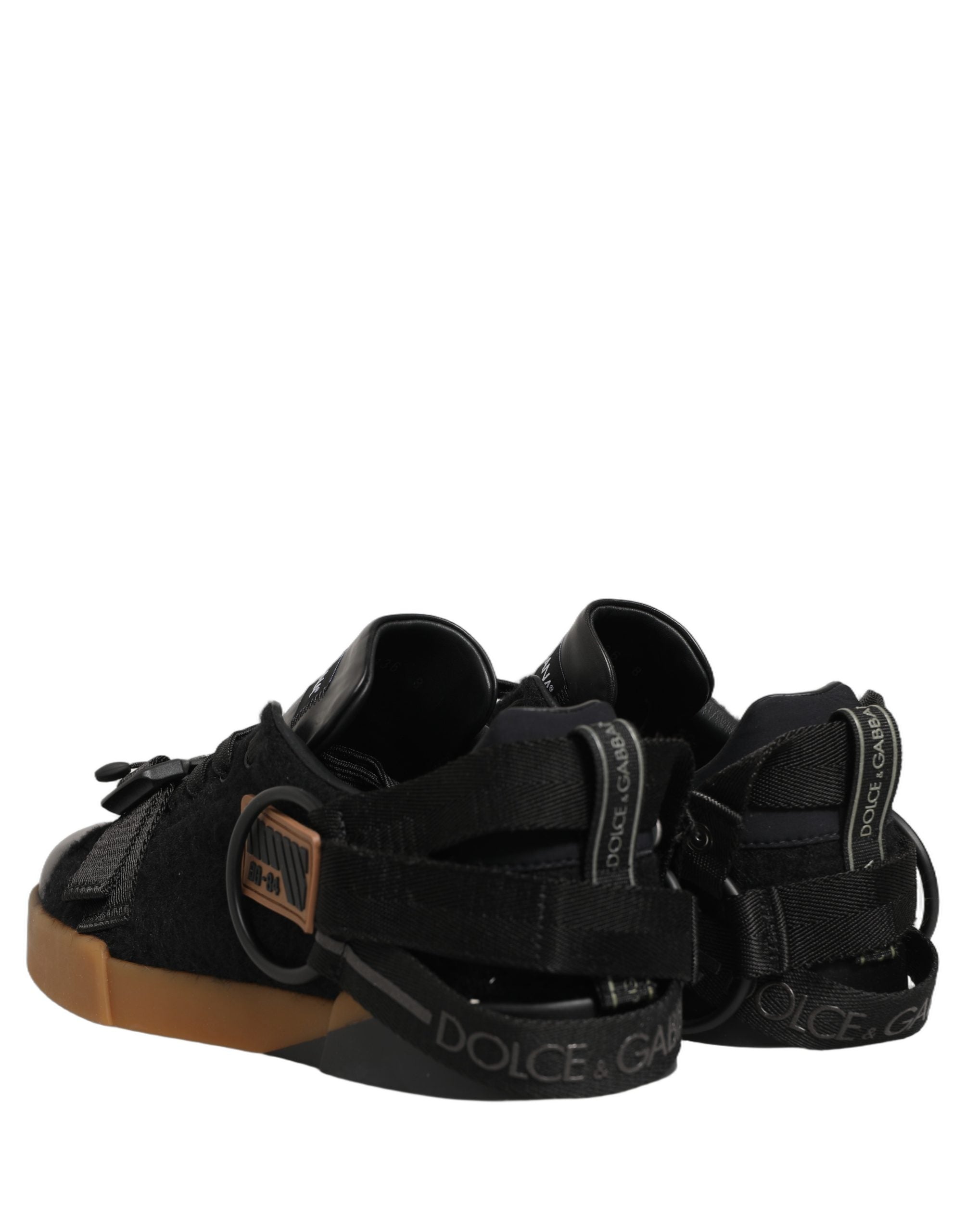 Dolce & Gabbana Black Leather Low Trainers Men Sneakers Shoes