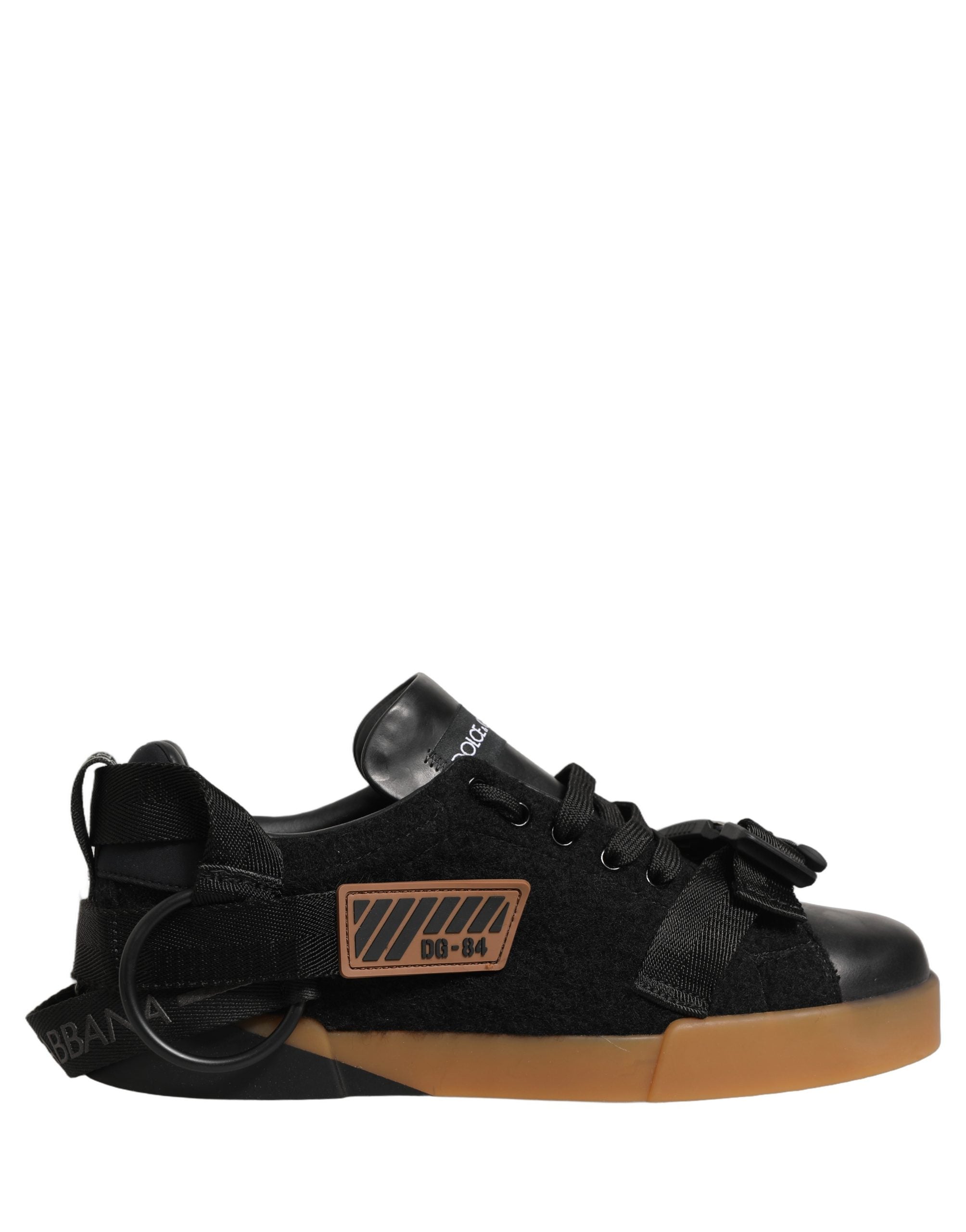Dolce & Gabbana Black Leather Low Trainers Men Sneakers Shoes