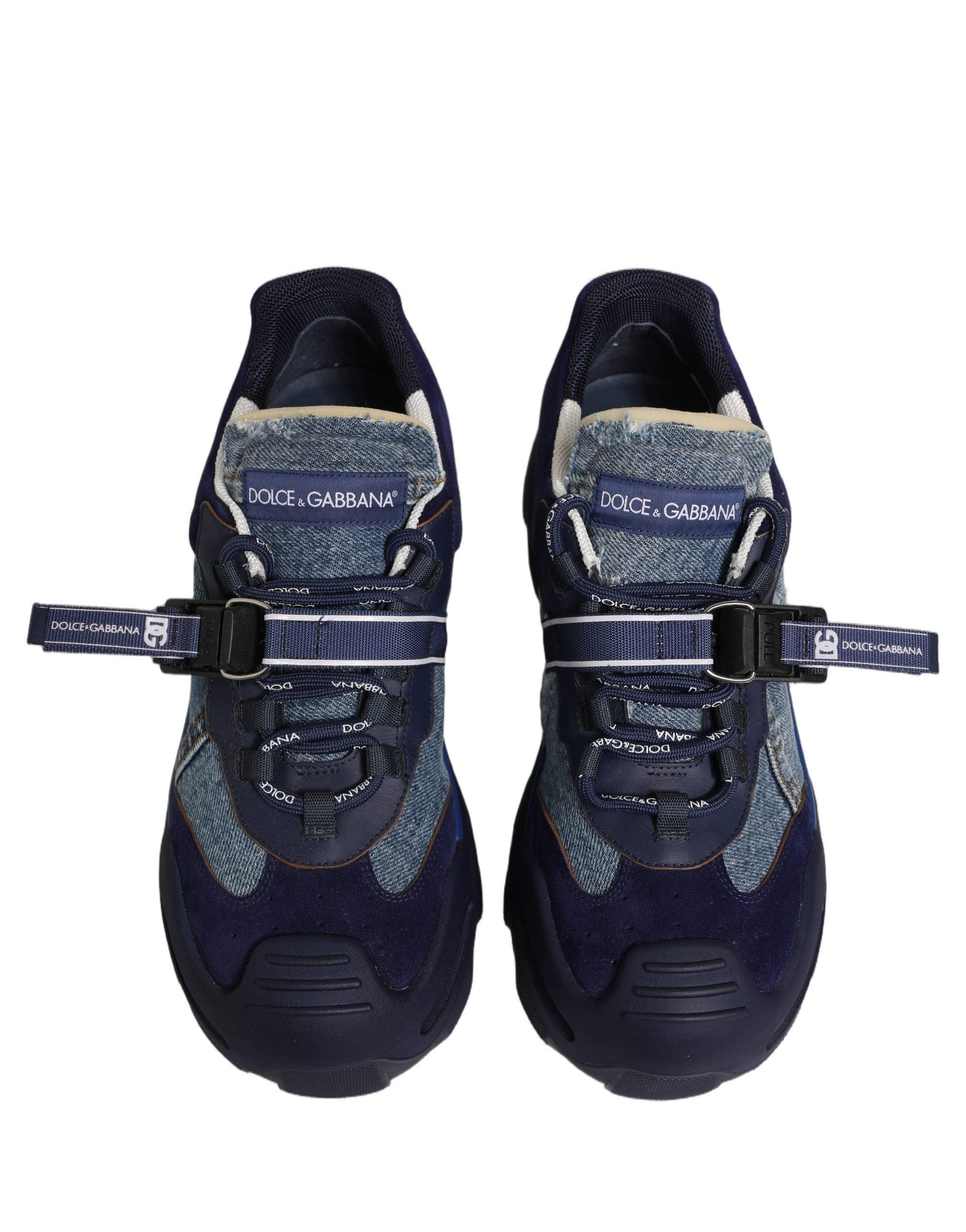 Dolce & Gabbana Blue Airmaster Panelled Low Top Denim Sneakers Shoes