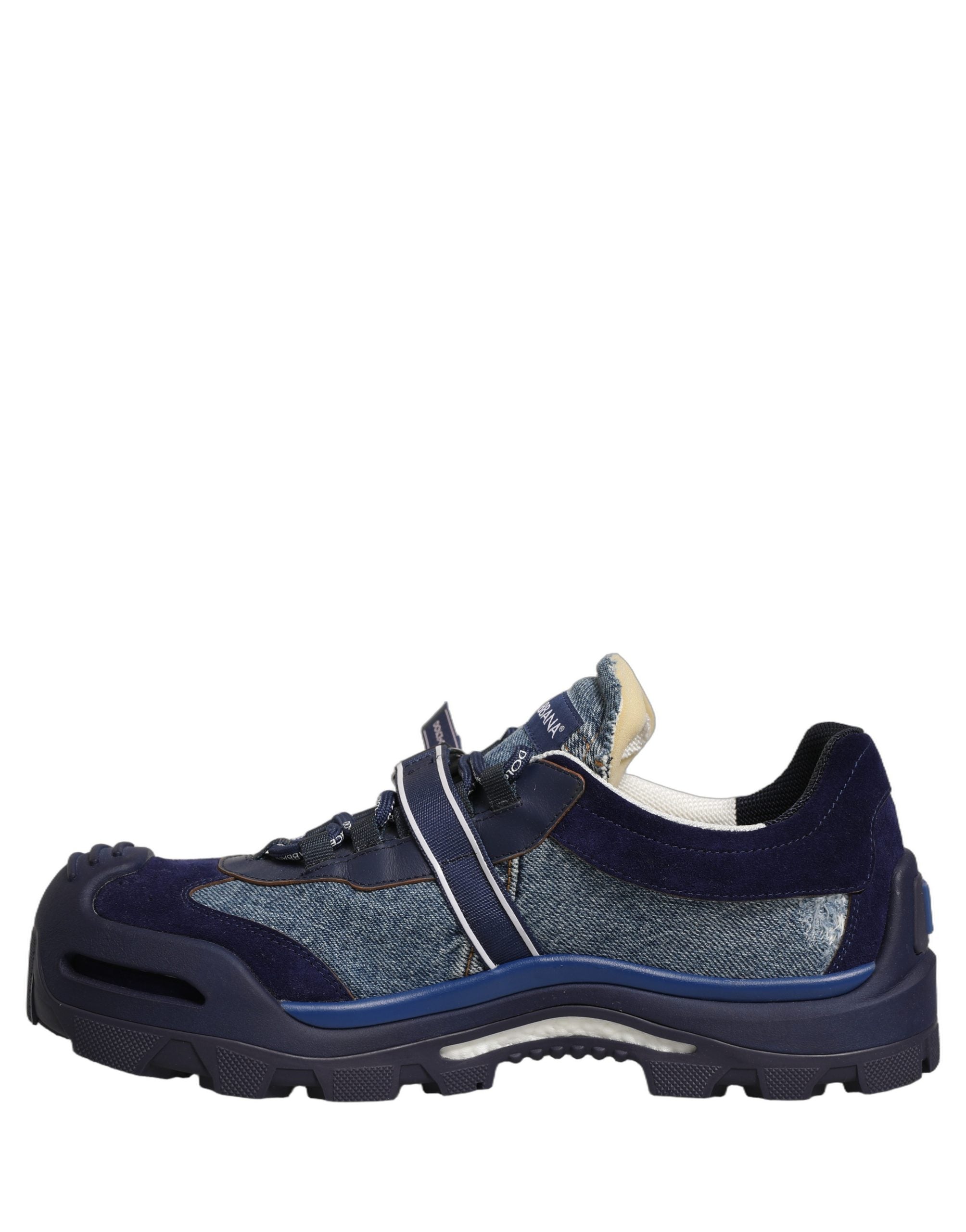 Dolce & Gabbana Blue Airmaster Panelled Low Top Denim Sneakers Shoes
