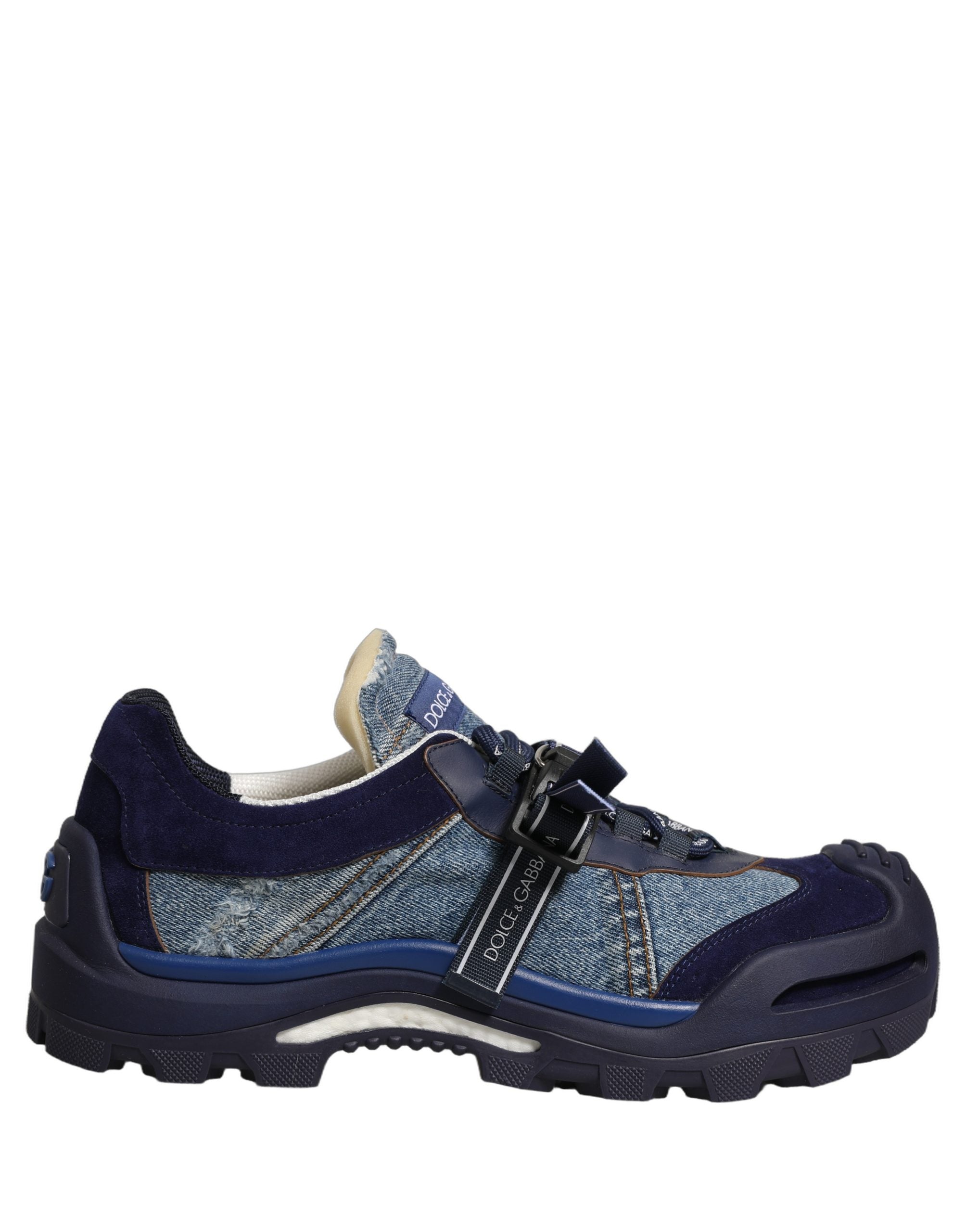 Dolce & Gabbana Blue Airmaster Panelled Low Top Denim Sneakers Shoes