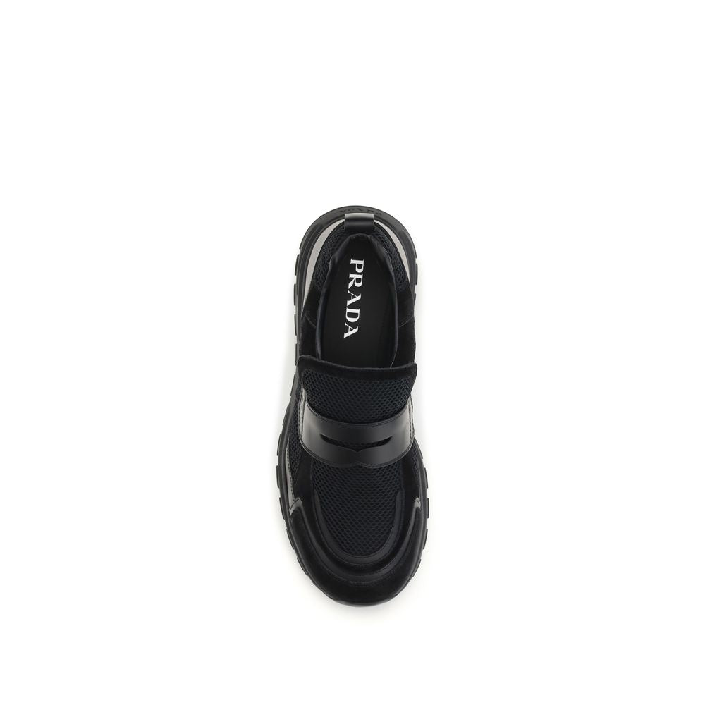 Prada Black Calf Leather Bos Taurus Athletic Sneakers