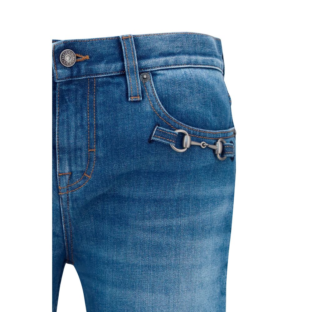 Gucci Blue Cotton Flared Jeans