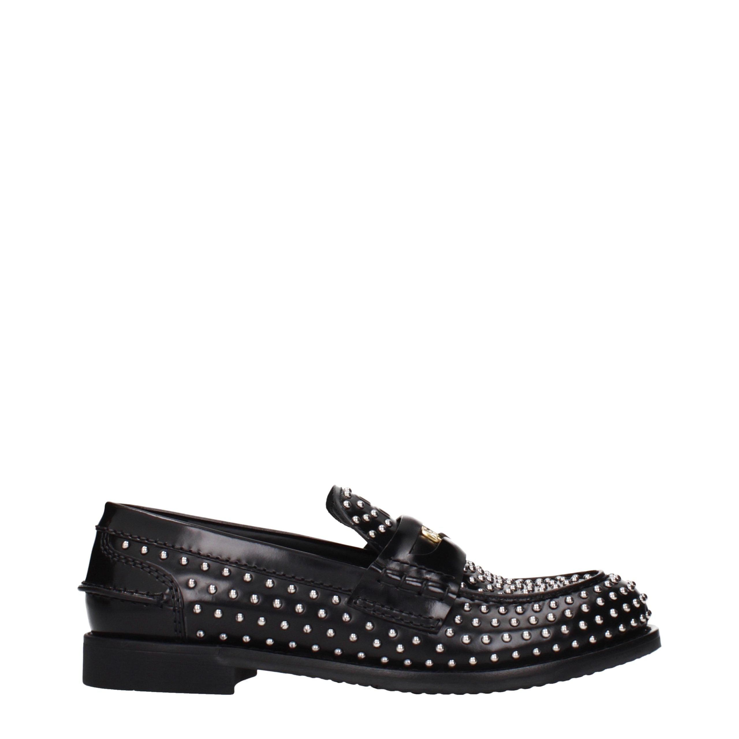 Miu Miu Black Leather Slip-On Loafers
