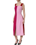 Dolce & Gabbana Two Tone Pink Wool Sleeveless Midi Dress