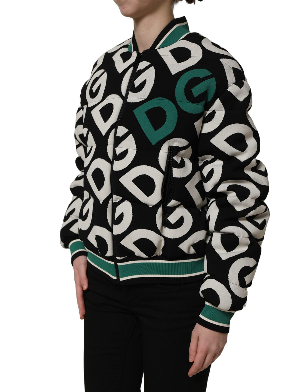 Dolce & Gabbana Multicolor Logo Full Zip Bomber Jacket