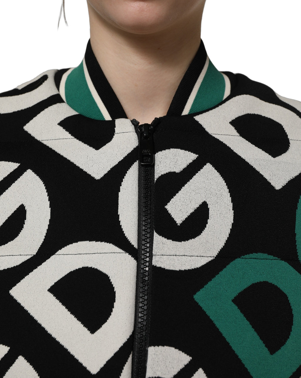 Dolce & Gabbana Multicolor Logo Full Zip Bomber Jacket