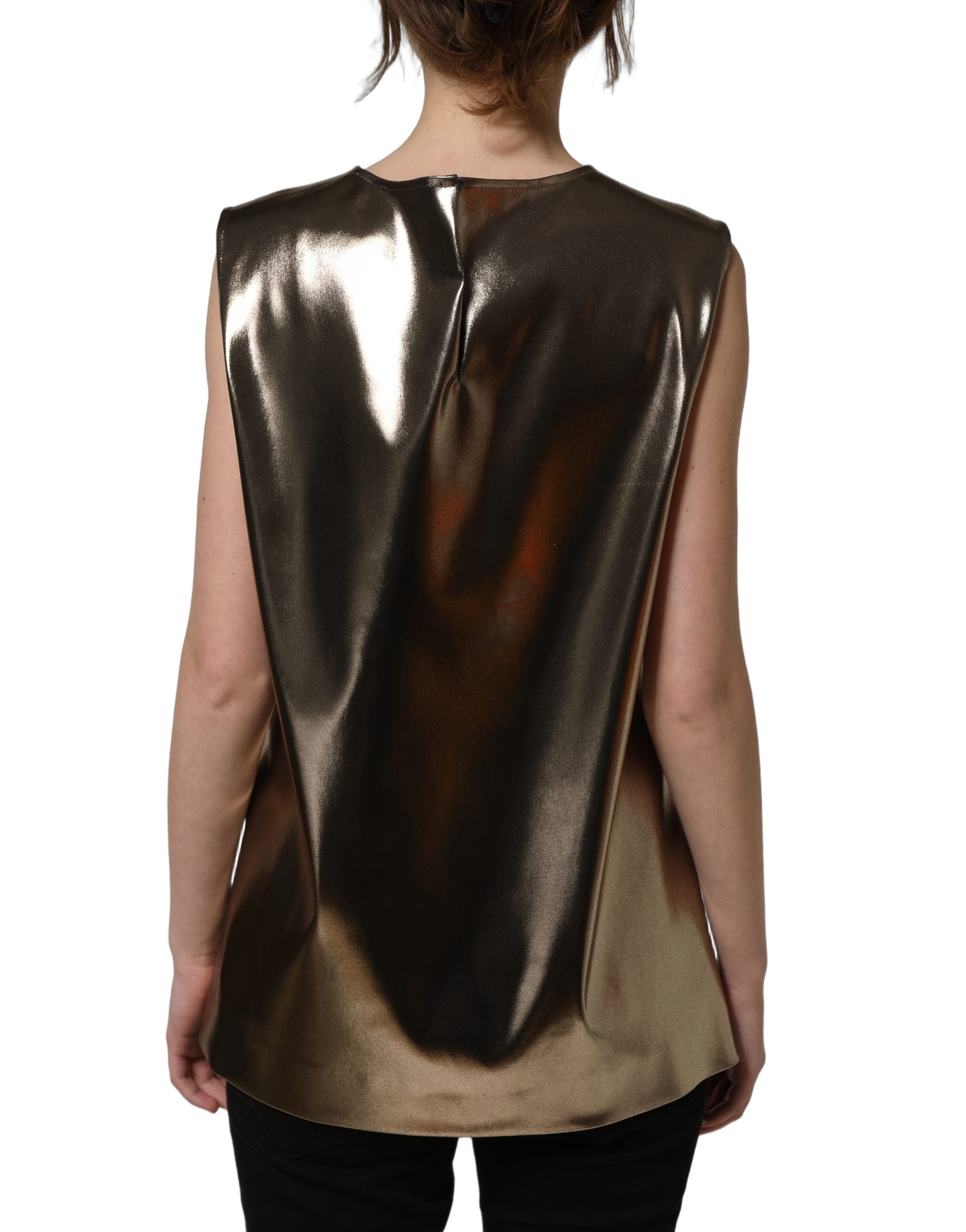 Dolce & Gabbana Metallic Bronze Roundneck SleevelessTank Top