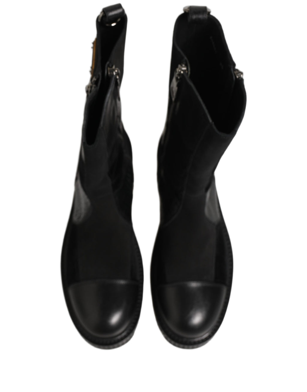 Dolce & Gabbana Black Patchwork Leather Mid Calf Boots Shoes