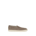Brunello Cucinelli Gray Calf Leather Bos Taurus Slip-On Loafers