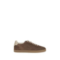 Brunello Cucinelli Beige Calf Leather Bos Taurus Low Top Sneakers