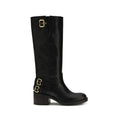 Chloé Black Calf Leather Bos Taurus Flat Boots