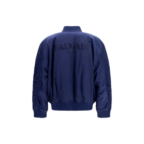 Balmain Blue Polyamide Bomber