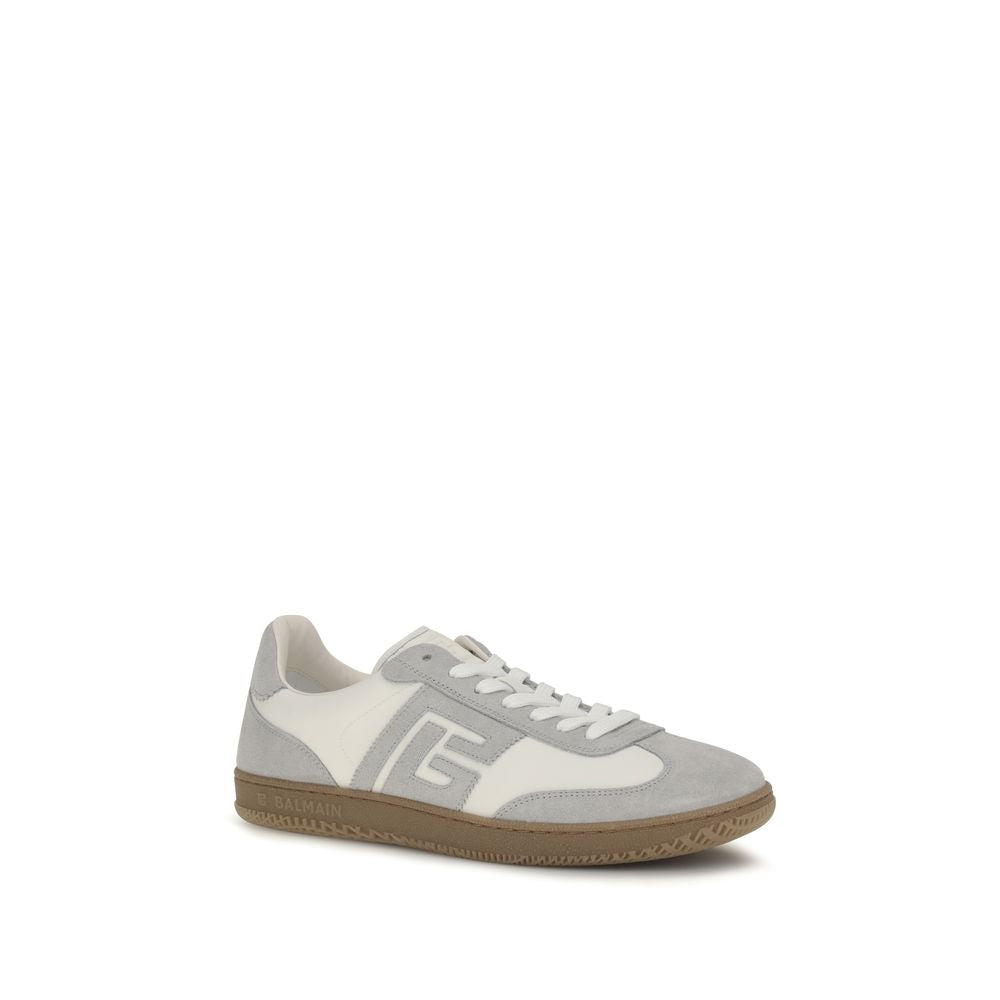 Balmain White Calf Leather Bos Taurus Athletic Sneakers