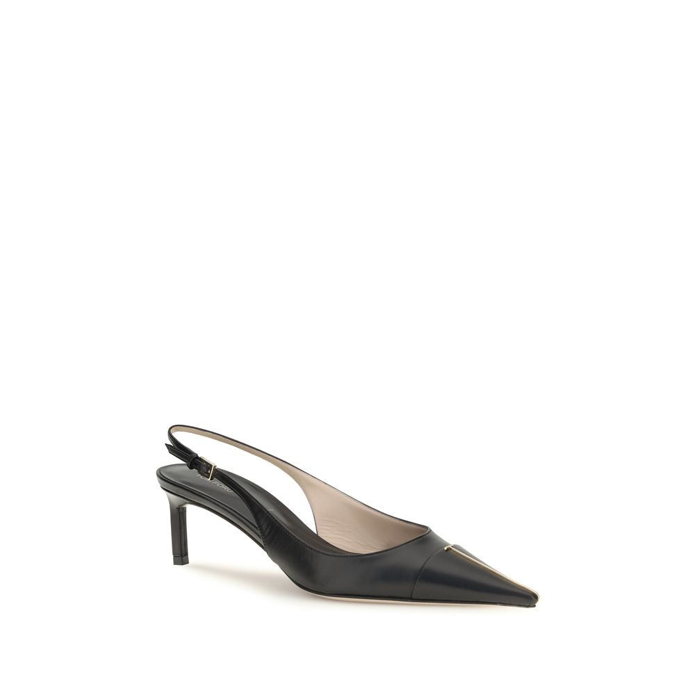Tom Ford Black Calf Leather Bos Taurus Mid Heel Pumps
