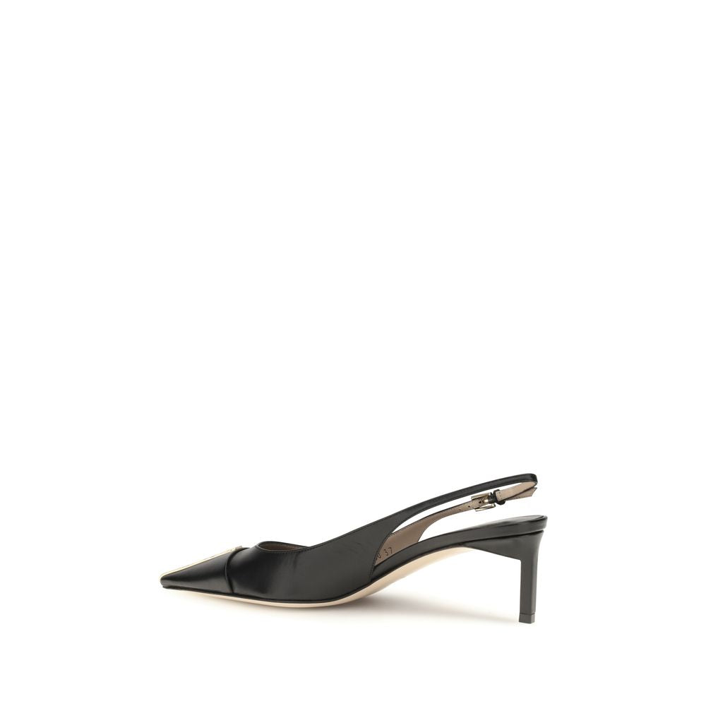 Tom Ford Black Calf Leather Bos Taurus Mid Heel Pumps