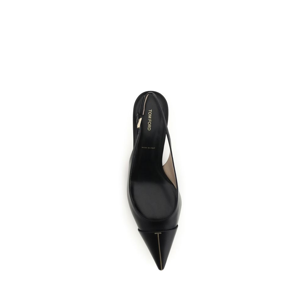Tom Ford Black Calf Leather Bos Taurus Mid Heel Pumps