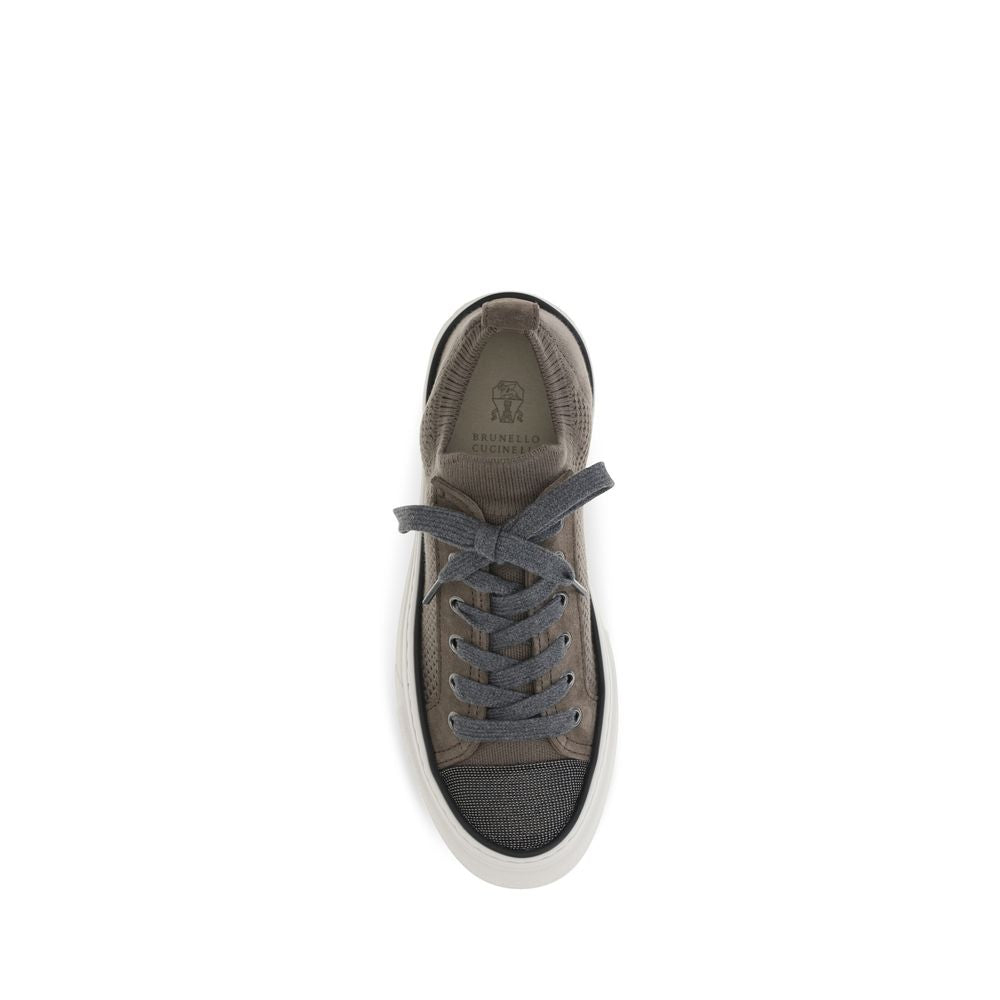 Brunello Cucinelli Brown Cotton Low Top Sneakers