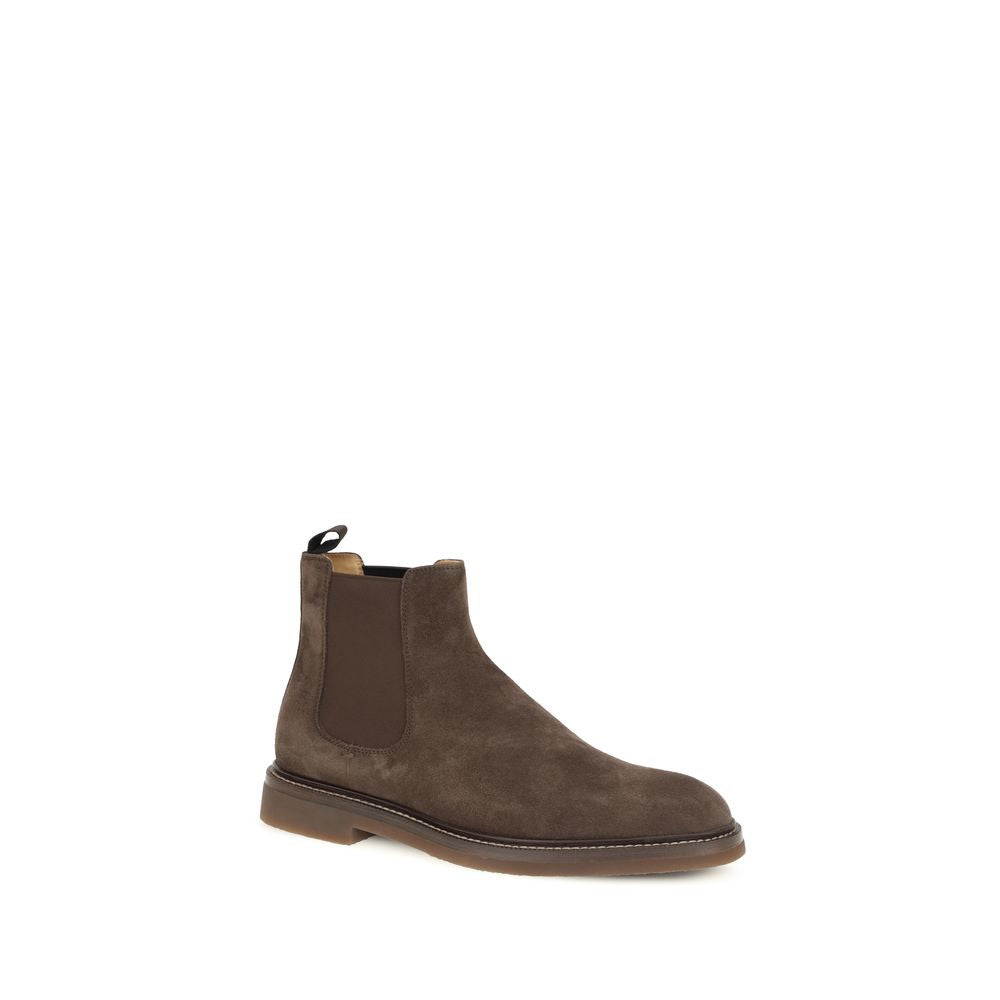 Brunello Cucinelli Brown Calf Leather Bos Taurus Chelsea Boots