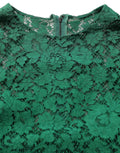 Dolce & Gabbana Green Floral Lace Round Neck Blouse Top
