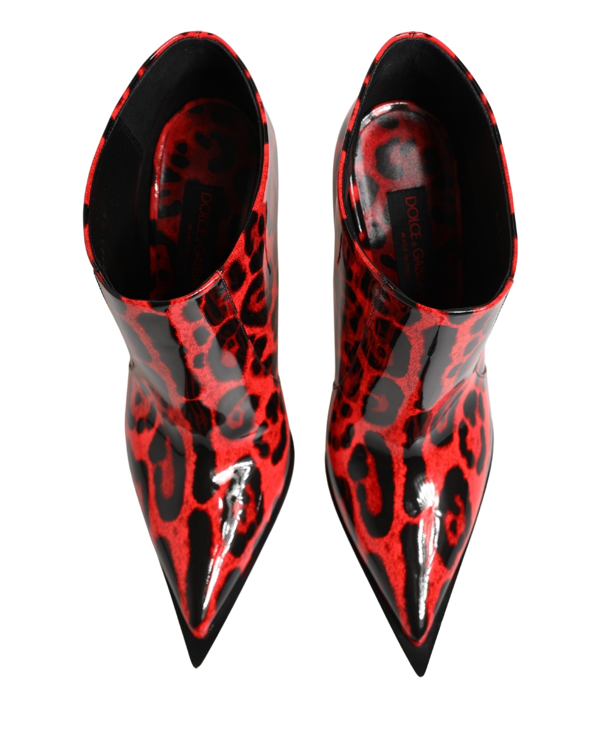 Dolce & Gabbana Red Leopard Cardinale Ankle Boots Shoes