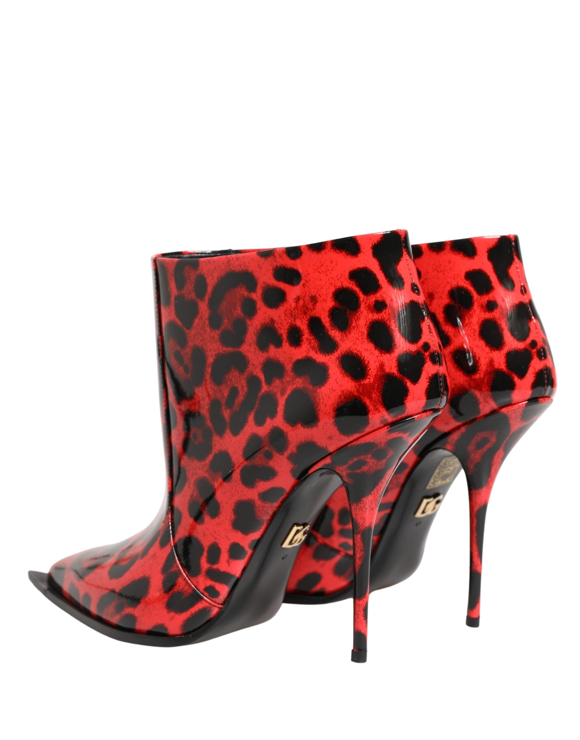 Dolce & Gabbana Red Leopard Cardinale Ankle Boots Shoes