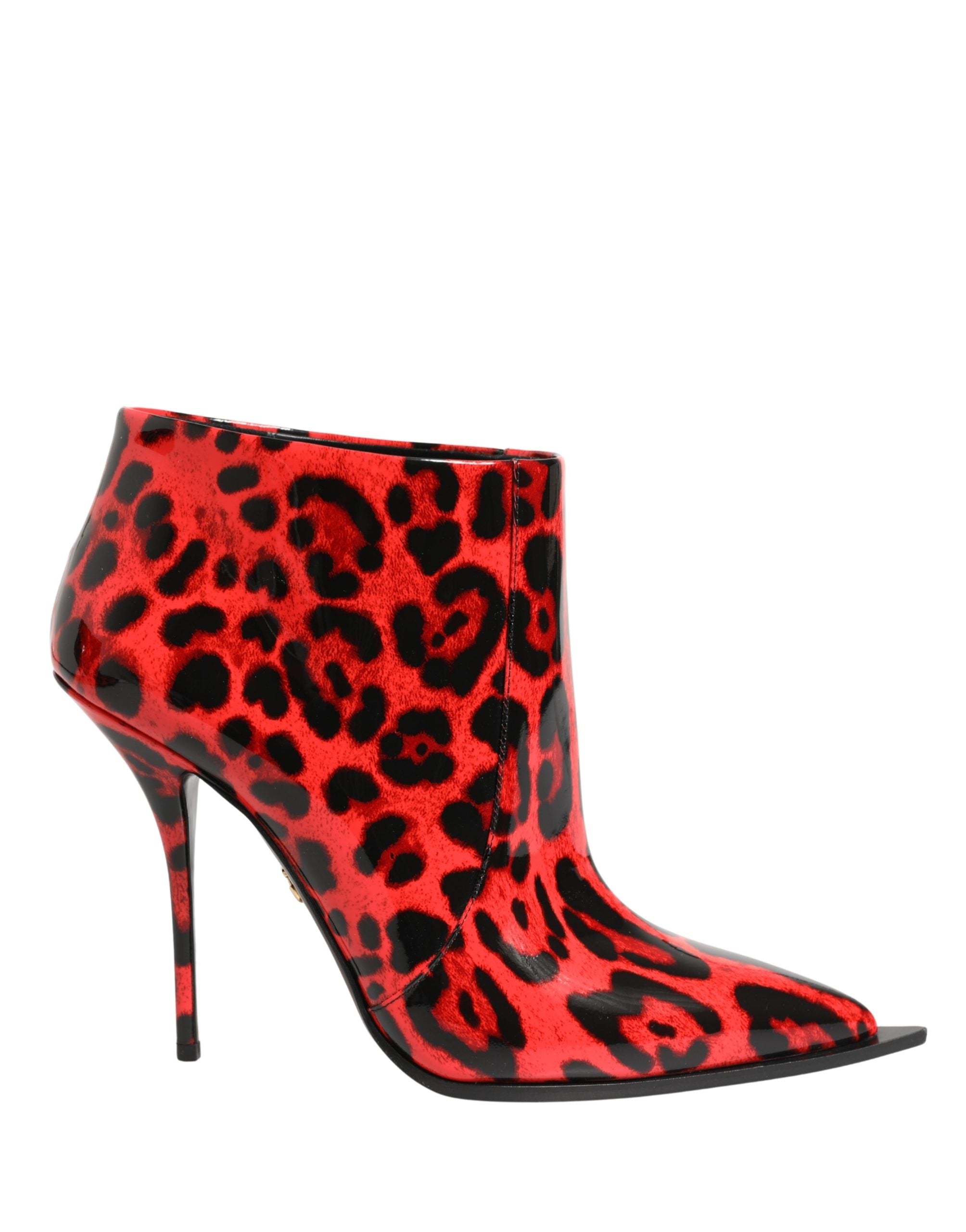 Dolce & Gabbana Red Leopard Cardinale Ankle Boots Shoes