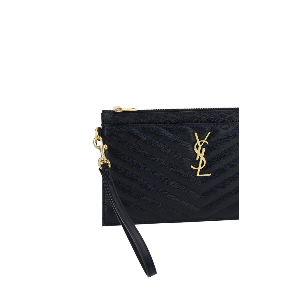 Saint Laurent Black Calf Leather Bos Taurus Clutch Bag