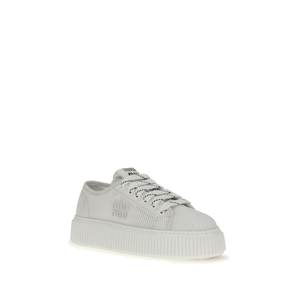 Miu Miu White Polyamide Platform Sneakers