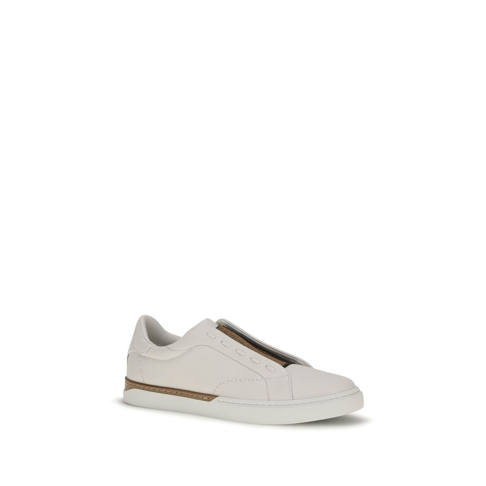 Fendi White Calf Leather Bos Taurus Low Top Sneakers