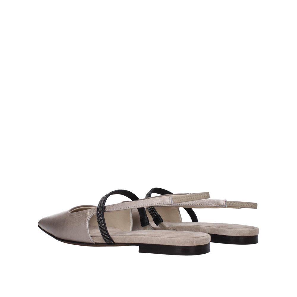 Brunello Cucinelli Beige Leather Mules