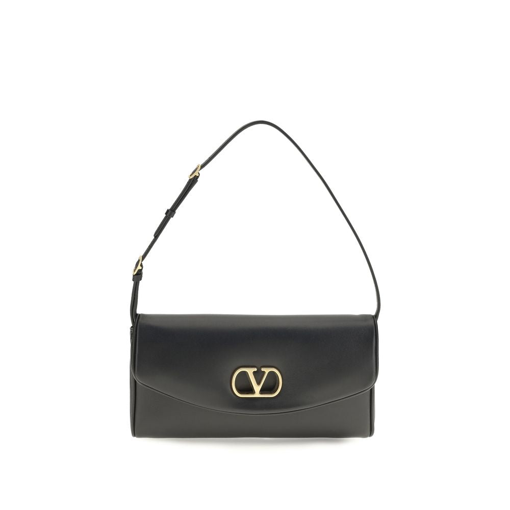 Valentino Garavani Black Calf Leather Bos Taurus Shoulder Bag