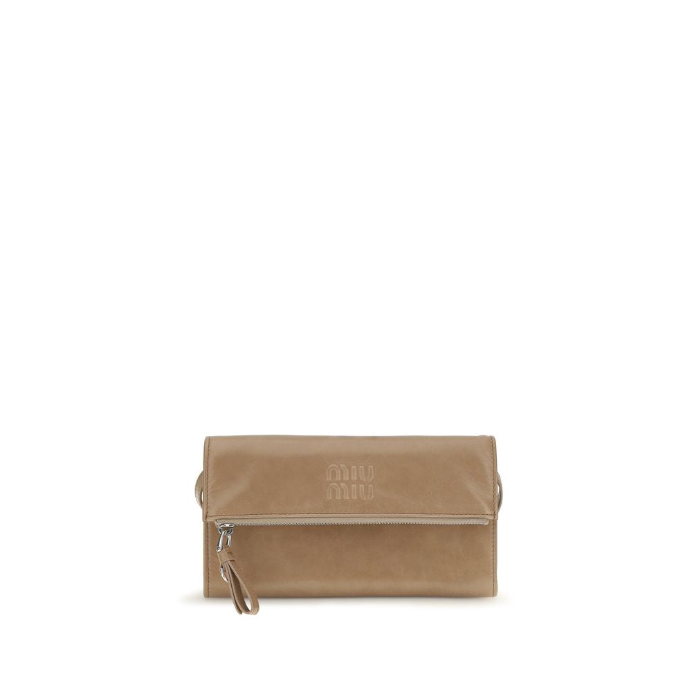 Miu Miu Beige Calf Leather Bos Taurus Clutch Bag